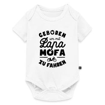 Geboren um mit Papa Mofa zu fahren - Baby Premium Kurzarmbody - Weiß - Vorne
