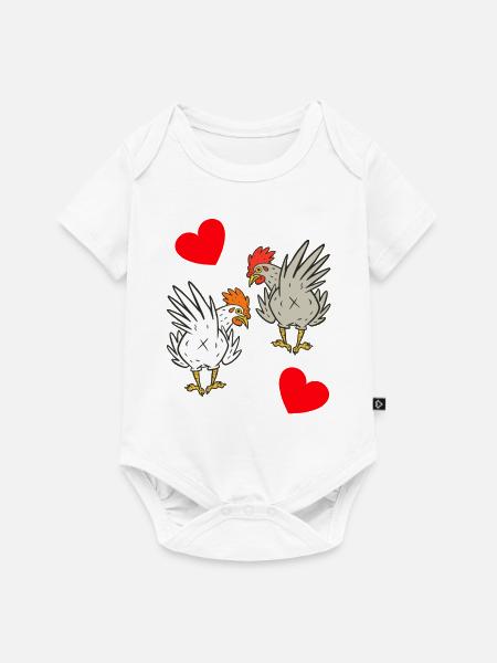 Huhn Hühner Federvieh - Baby Premium Kurzarmbody - Weiß