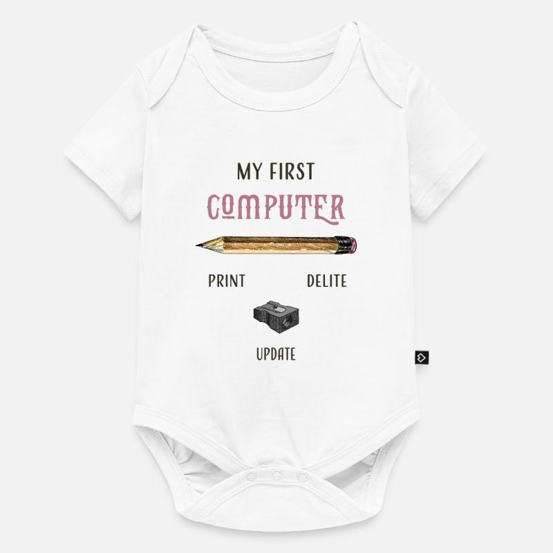 my first computer old school - Baby Premium short-sleeve bodysuit - white