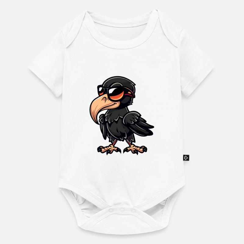 Corbeau oiseau bande dessinée cool - Body à manches courtes Premium Bébé - blanc