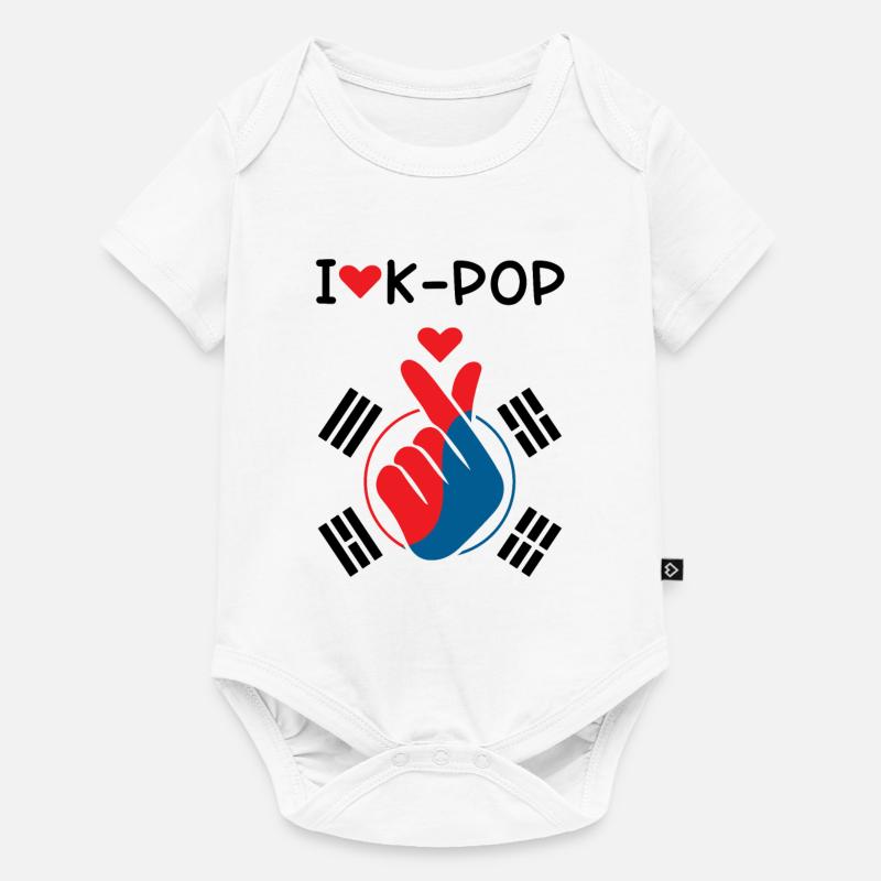 J’aime K-Pop doigt Drapeau - Body à manches courtes Premium Bébé - blanc