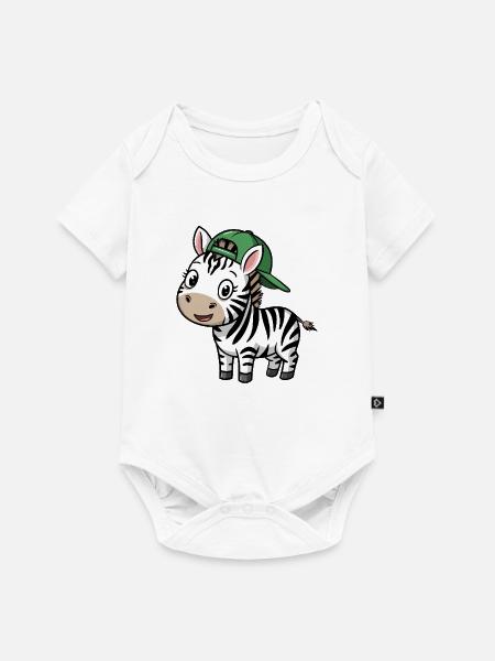 Süßes Zebra mit Mütze - Baby Premium Kurzarmbody - Weiß