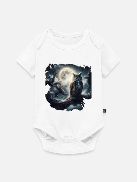 EULE BEI NACHT - Baby Premium Kurzarmbody - Weiß