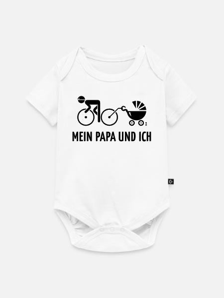 Mein Papa Und Ich (Fahrrad & Kinderwagen / Black) - Baby Premium Kurzarmbody - Weiß