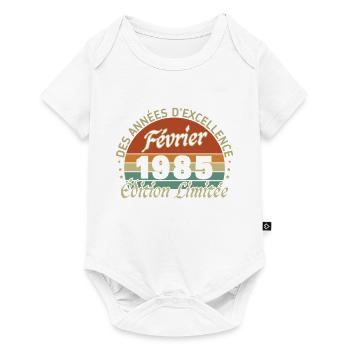Février 1985 Vintage Anniversaire 1985 Cadeau - Body à manches courtes Premium Bébé - blanc - Devant