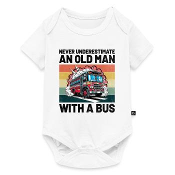 Ne sous-estimez jamais un vieil homme avec un chauffeur de bus - Body à manches courtes Premium Bébé - blanc - Devant