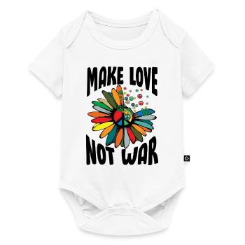 Make Love Not War Flower Power Hippie - Baby Premium short-sleeve bodysuit - white - Front
