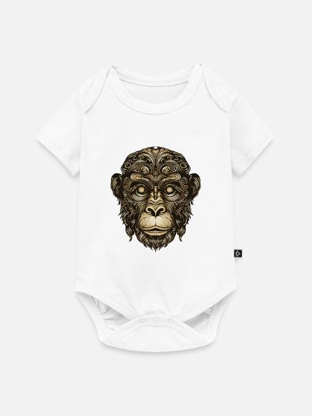 Affe Porträt - Baby Premium Kurzarmbody - Weiß