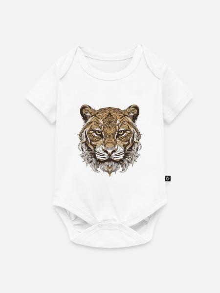 Tiger Porträt - Baby Premium Kurzarmbody - Weiß