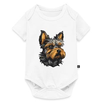 Portrait de chien Yorkshire Terrier - Body à manches courtes Premium Bébé - blanc - Devant