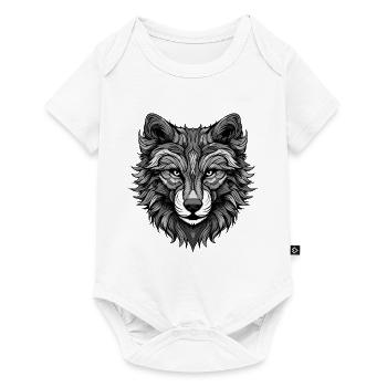 Portrait de loup - Body à manches courtes Premium Bébé - blanc - Devant