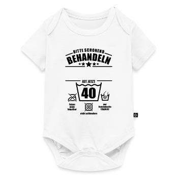 Schonend behandeln, 40. Geburtstag, Wunschname - Baby Premium Kurzarmbody - Weiß - Vorne