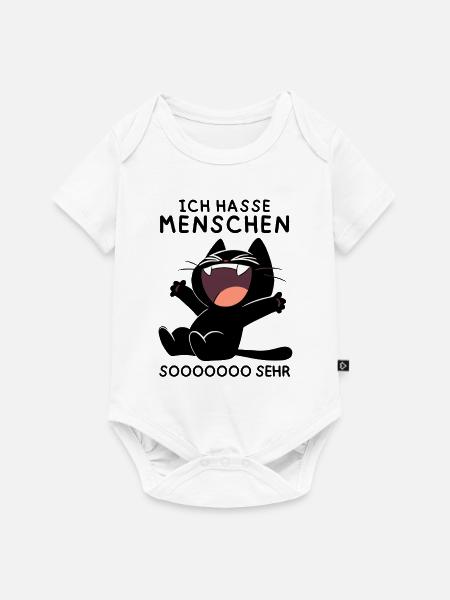 Lachende schwarze Katze – Wenn’s richtig wehtut - Baby Premium Kurzarmbody - Weiß