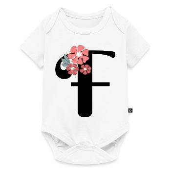 Lettre f fleurs minimalistes - Body à manches courtes Premium Bébé - blanc - Devant
