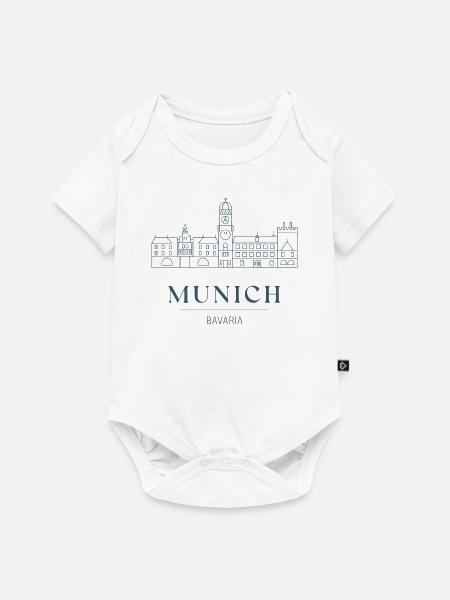 Munich Bavaria Skyline - Munich Germany Bavaria - Baby Premium Kurzarmbody - Weiß