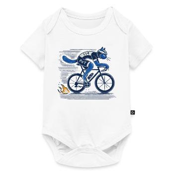 Vélo de route : un chat design pour les amateurs de cyclisme sportif - Body à manches courtes Premium Bébé - blanc - Devant