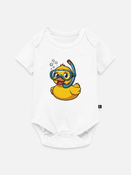 Gummiente Taucher - Baby Premium Kurzarmbody - Weiß