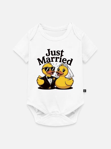 Just Married Gummiente Brautpaar - Baby Premium Kurzarmbody - Weiß