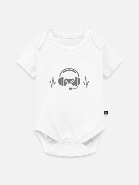 Gaming Herzschlag – Controller & Headset - Baby Premium Kurzarmbody - Weiß
