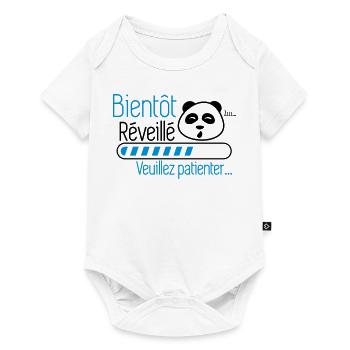 Bientôt reveillé Panda humour citations - Body à manches courtes Premium Bébé - blanc - Devant