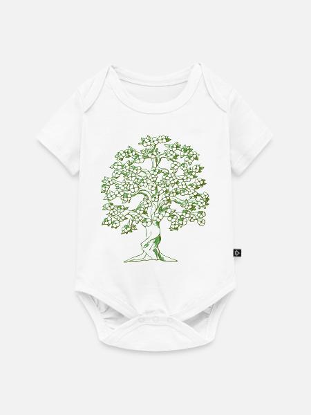 Baum Zeichnung - Baby Premium Kurzarmbody - Weiß