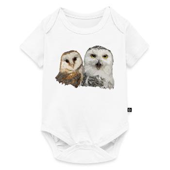 Snowy Owl and Barn Owl - Baby Premium short-sleeve bodysuit - white - Front