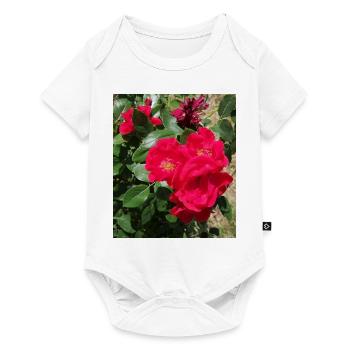 roses rouge avec ses feuilles - Body à manches courtes Premium Bébé - blanc - Devant