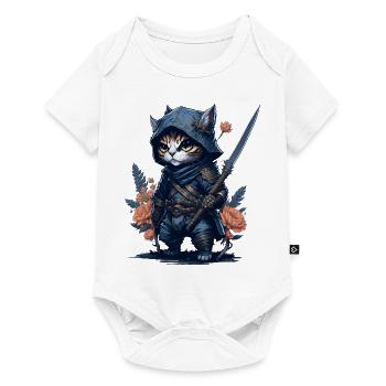 Préparez-vous à l’action avec le chat ninja - Body à manches courtes Premium Bébé - blanc - Devant