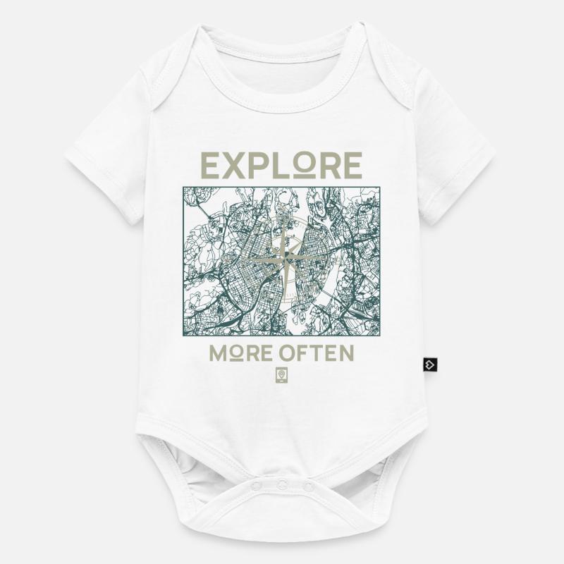 Explore More Often - Baby Premium Kurzarmbody - Weiß