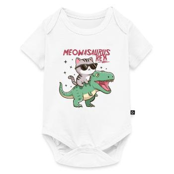 Chaton Cool sur T-Rex Drôle Tendance Dinosaure - Body à manches courtes Premium Bébé - blanc - Devant