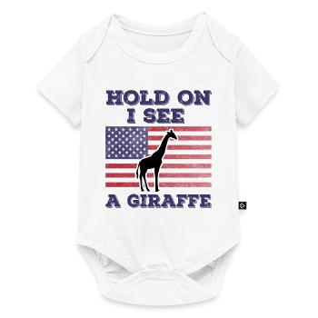 Giraffe Amerikanische Flagge Lustiges Originalgeschenk - Baby Premium Kurzarmbody - Weiß - Vorne
