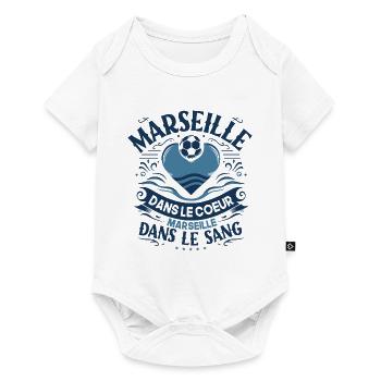 Cadeau Marseillais Humour Cœur Marseille Foot - Body à manches courtes Premium Bébé - blanc - Devant