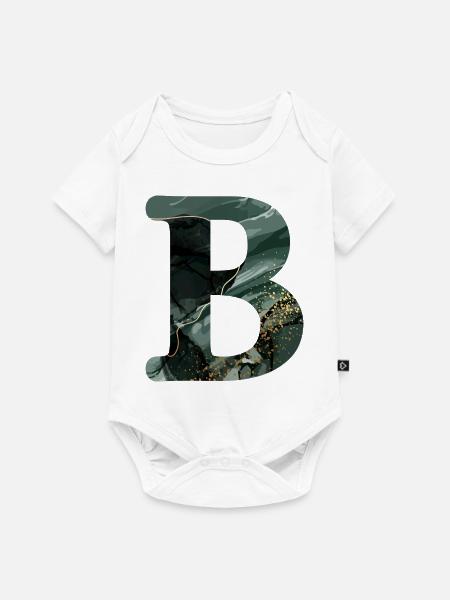 Grün marmorierter Buchstabe b - Baby Premium Kurzarmbody - Weiß
