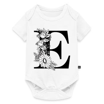 Black and white floral letter e - Baby Premium short-sleeve bodysuit - white - Front
