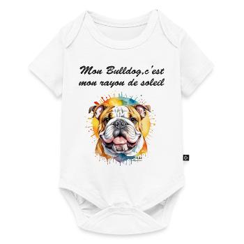 Bulldog rayon de soleil - Body à manches courtes Premium Bébé - blanc - Devant