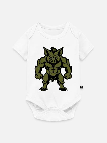 wildschwein comic - Baby Premium Kurzarmbody - Weiß