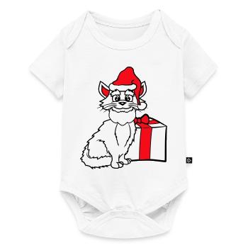 Cadeau de Noël d’hiver pour chat du Père Noël - Body à manches courtes Premium Bébé - blanc - Devant