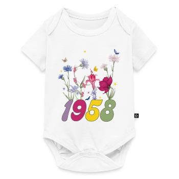 Year of birth 1958 wildflowers - Baby Premium short-sleeve bodysuit - white - Front