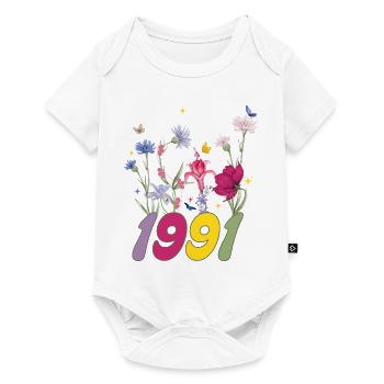 Year of birth 1991 wildflowers - Baby Premium short-sleeve bodysuit - white - Front