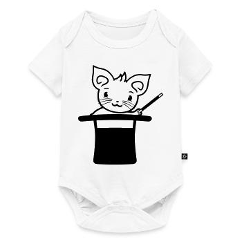 Chapeau haut de forme magique enchanté Chat sorcier - Body à manches courtes Premium Bébé - blanc - Devant