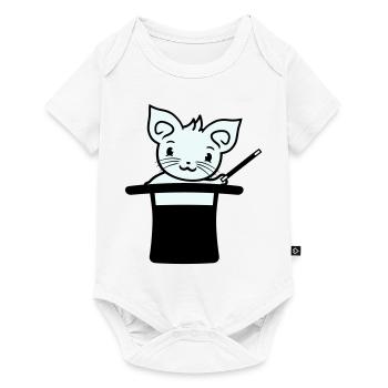Chapeau haut de forme magique enchanté Chat sorcier - Body à manches courtes Premium Bébé - blanc - Devant