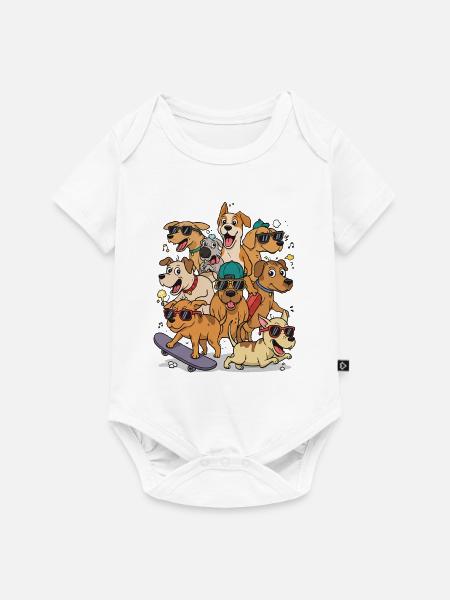 Glückliche Hunde - Baby Premium Kurzarmbody - Weiß
