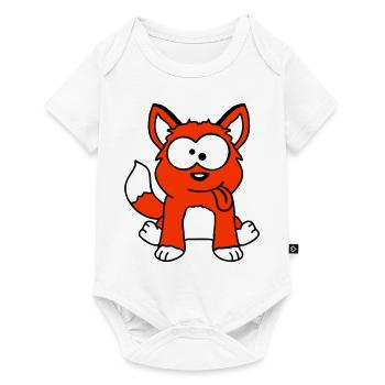 chien renard drôle grimace plisser la langue - Body à manches courtes Premium Bébé - blanc - Devant