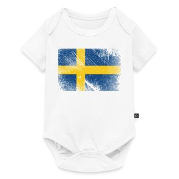 Drapeau de la Suède - grunge vintage - Body à manches courtes Premium Bébé - blanc - Devant