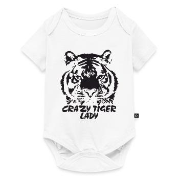Crazy tiger lady in black - Baby Premium short-sleeve bodysuit - white - Front
