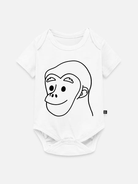 Schimpansen lächelndes Gesicht - Baby Premium Kurzarmbody - Weiß