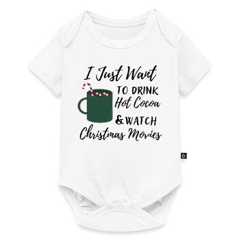 Je veux juste du chocolat chaud et regarder le film de Noël - Body à manches courtes Premium Bébé - blanc - Devant