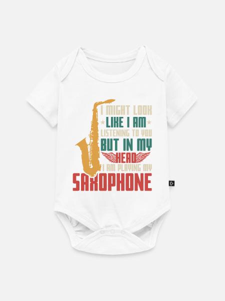 Saxophon Spruch - Baby Premium Kurzarmbody - Weiß