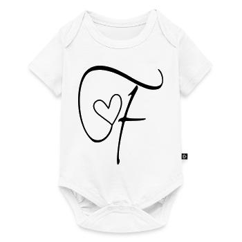 Buchstabe F Buchstabe-F Kalligrafie - Baby Premium Kurzarmbody - Weiß - Vorne