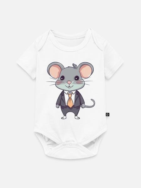 Sanfte Maus - Baby Premium Kurzarmbody - Weiß